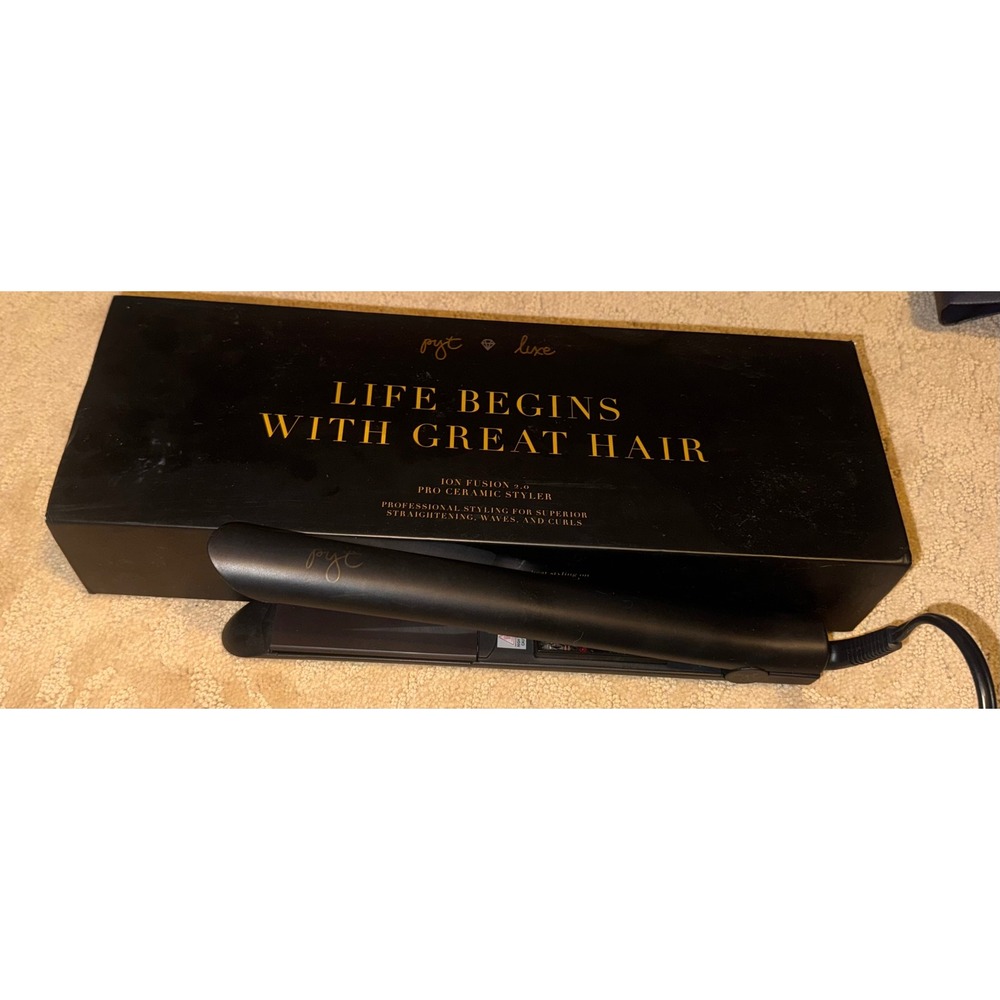 PYT Luxe Ion Fusion 2.0 Pro Ceramic Styler Flat Iron Matte Black Dual Voltage